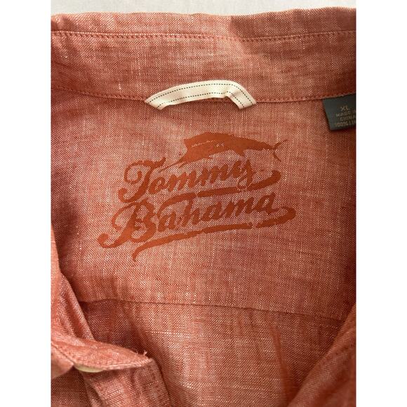 Tommy Bahama Linen Collared Button Front Shirt Mens Size XL Orange Beach Summer - Picture 3 of 8